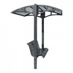 Paris Site Furnishings Shade Series 6' Graphite Gray Surface Mounted Park Bench with Canopy and Basket Weave Perforations 85 1/2