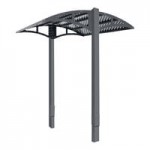 Paris Site Furnishings Shade Series 6' Graphite Gray Surface Mounted Park Bench with Canopy and Basket Weave Perforations 85 1/2