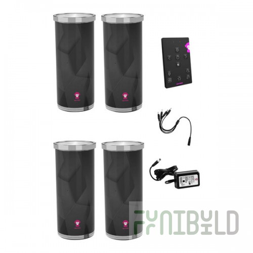 Ape Labs Can 2.0 Gray Wireless Battery-Powered LED Lights with 29 Color Presets, Charger, and Remote - 4/Set