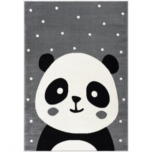 Abani Play Collection 4' x 6' Gray Contemporary Panda Area Rug
