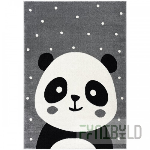 Abani Play Collection 4' x 6' Gray Contemporary Panda Area Rug