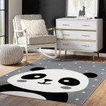 Abani Play Collection 4' x 6' Gray Contemporary Panda Area Rug Abani Play Collection 4' x 6' Gray Contemporary Panda Area Rug