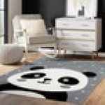 Abani Play Collection 4' x 6' Gray Contemporary Panda Area Rug Abani Play Collection 4' x 6' Gray Contemporary Panda Area Rug