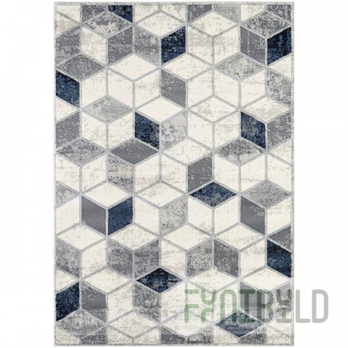 Abani Arto Collection 3' x 5' Neutral Gray Contemporary Geometric Cubes Area Rug