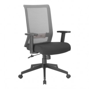 Boss Black / Gray Horizontal Striped Mesh Back Task Chair with Adjustable T-Arms Boss Black / Gray Horizontal Striped Mesh Back Task Chair with Adjustable T-Arms