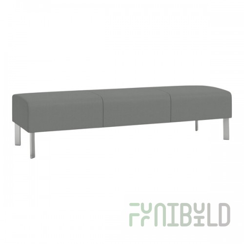 Lesro Luxe Lounge Series Open House Asteroid Fabric 3-Seat Bench with Steel Legs