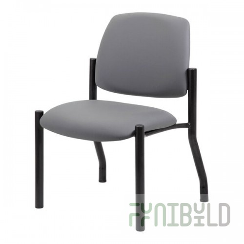Boss Gray Mid-Back Antimicrobial Vinyl Guest Chair with 300 lb. Capacity