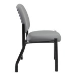 Boss Gray Mid-Back Antimicrobial Vinyl Guest Chair with 300 lb. Capacity