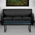 Flash Furniture BT-827-3-BK-GG Hercules Diplomat Black Leather Sofa with Wooden Feet Flash Furniture BT-827-3-BK-GG Hercules Diplomat Black Leather Sofa with Wooden Feet