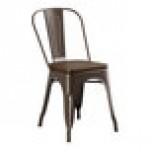 Lancaster Table & Seating Alloy Copper Indoor Cafe Chair with Walnut Wood Seat