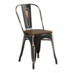 Lancaster Table & Seating Alloy Copper Indoor Cafe Chair with Walnut Wood Seat