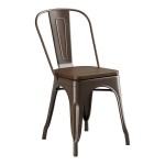 Lancaster Table & Seating Alloy Copper Indoor Cafe Chair with Walnut Wood Seat