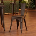 Lancaster Table & Seating Alloy Copper Indoor Cafe Chair with Walnut Wood Seat