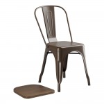 Lancaster Table & Seating Alloy Copper Indoor Cafe Chair with Walnut Wood Seat