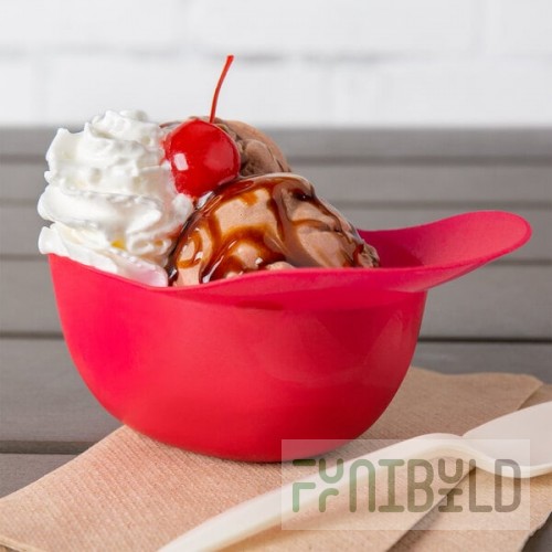 8 oz. Red Mini Baseball Helmet Ice Cream / Snack Bowl - 300/Case