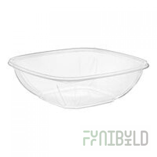 Sabert 19064B150 Bowl2 64 oz. Clear PET Square Deli / Catering Bowl - 150/Case