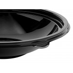 Visions 24 oz. Black PET Plastic Round Wide Catering / Serving Bowl - 50/Case