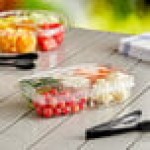 Inline Plastics Essentials 56 oz. Clear PET Plastic 5-Compartment Rectangular Platter with Lid - 125/Case Inline Plastics Essentials 56 oz. Clear PET Plastic 5-Compartment Rectangular Platter with Lid - 125/Case