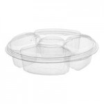 Inline Plastics Essentials 56 oz. Clear PET Plastic 5-Compartment Rectangular Platter with Lid - 125/Case Inline Plastics Essentials 56 oz. Clear PET Plastic 5-Compartment Rectangular Platter with Lid - 125/Case