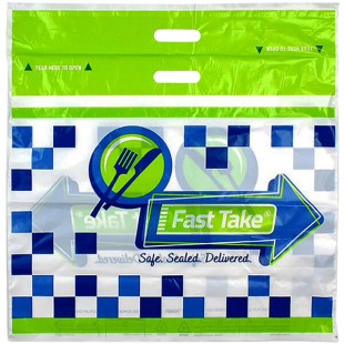 Fast Take Tamper-Evident Printed HDPE Carry Out Bag - 24 Fast Take Tamper-Evident Printed HDPE Carry Out Bag - 24