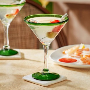 Acopa Tropic 15 oz. Martini Glass with Green Rim and Base - Sample Acopa Tropic 15 oz. Martini Glass with Green Rim and Base - Sample