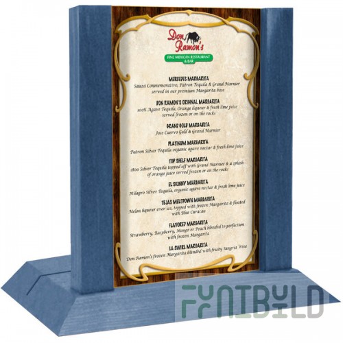 Menu Solutions WDAFR-B True Blue Wood Menu Holder / Tent with 5