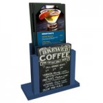 Menu Solutions WDAFR-B True Blue Wood Menu Holder / Tent with 5 Menu Solutions WDAFR-B True Blue Wood Menu Holder / Tent with 5