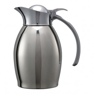 Service Ideas Nicollet 20 oz. Polished Stainless Steel Insulated Carafe / Server with Push Button Lid NIC06PS