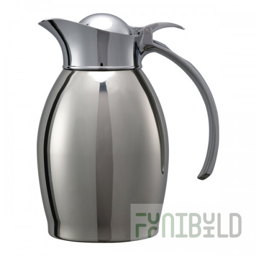 Service Ideas Nicollet 20 oz. Polished Stainless Steel Insulated Carafe / Server with Push Button Lid NIC06PS