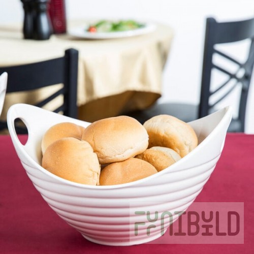 10 Strawberry Street WTR-10RBBOATBWL Whittier 64 oz. White Porcelain Boat Bowl with Ribbed Texture - 6/Case