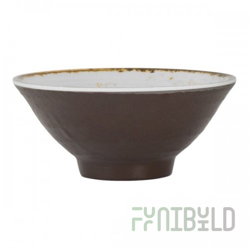 Creations Craft from Steelite International 14 oz. Two-Tone Brown and White Melamine Bowl - 6/Case