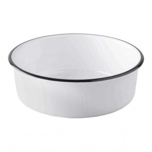 TableCraft Canteen Collection 1.5 Qt. White Round Melamine Serving Bowl with Black Rim - 4/Case