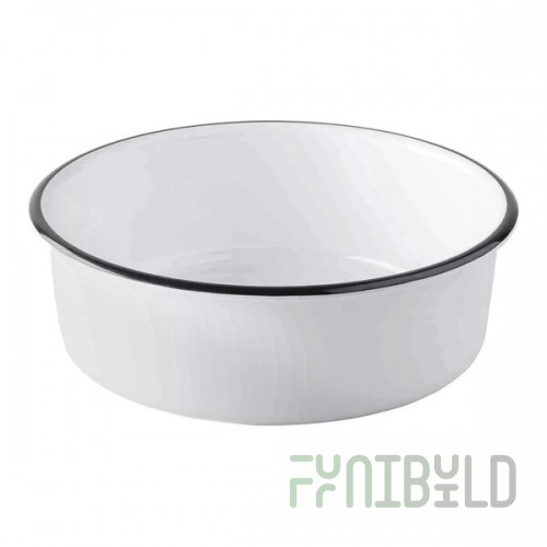 TableCraft Canteen Collection 1.5 Qt. White Round Melamine Serving Bowl with Black Rim - 4/Case
