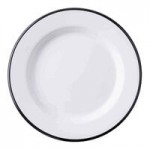 TableCraft Canteen Collection 1.5 Qt. White Round Melamine Serving Bowl with Black Rim - 4/Case TableCraft Canteen Collection 1.5 Qt. White Round Melamine Serving Bowl with Black Rim - 4/Case