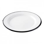 TableCraft Canteen Collection 1.5 Qt. White Round Melamine Serving Bowl with Black Rim - 4/Case TableCraft Canteen Collection 1.5 Qt. White Round Melamine Serving Bowl with Black Rim - 4/Case