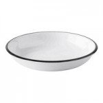 TableCraft Canteen Collection 1.5 Qt. White Round Melamine Serving Bowl with Black Rim - 4/Case TableCraft Canteen Collection 1.5 Qt. White Round Melamine Serving Bowl with Black Rim - 4/Case