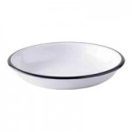 TableCraft Canteen Collection 1.5 Qt. White Round Melamine Serving Bowl with Black Rim - 4/Case TableCraft Canteen Collection 1.5 Qt. White Round Melamine Serving Bowl with Black Rim - 4/Case