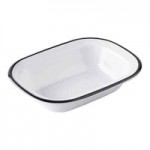TableCraft Canteen Collection 1.5 Qt. White Round Melamine Serving Bowl with Black Rim - 4/Case TableCraft Canteen Collection 1.5 Qt. White Round Melamine Serving Bowl with Black Rim - 4/Case