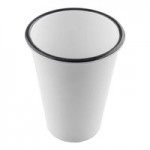 TableCraft Canteen Collection 1.5 Qt. White Round Melamine Serving Bowl with Black Rim - 4/Case TableCraft Canteen Collection 1.5 Qt. White Round Melamine Serving Bowl with Black Rim - 4/Case