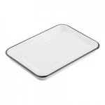 TableCraft Canteen Collection 1.5 Qt. White Round Melamine Serving Bowl with Black Rim - 4/Case TableCraft Canteen Collection 1.5 Qt. White Round Melamine Serving Bowl with Black Rim - 4/Case