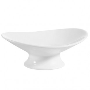 CAC OPST-11 Bone White Oval Porcelain Plate with Foot - 6/Case CAC OPST-11 Bone White Oval Porcelain Plate with Foot - 6/Case