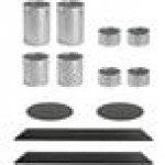 Front of the House Dots 14-Piece Stainless Steel Riser Set with Black Bamboo Buffet Boards