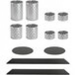Front of the House Dots 14-Piece Stainless Steel Riser Set with Black Bamboo Buffet Boards