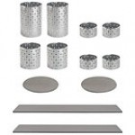 Front of the House Dots 14-Piece Stainless Steel Riser Set with Black Bamboo Buffet Boards