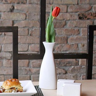 Front of the House Kyoto 12 oz. Bright White Porcelain Bud Vase - 6/Case