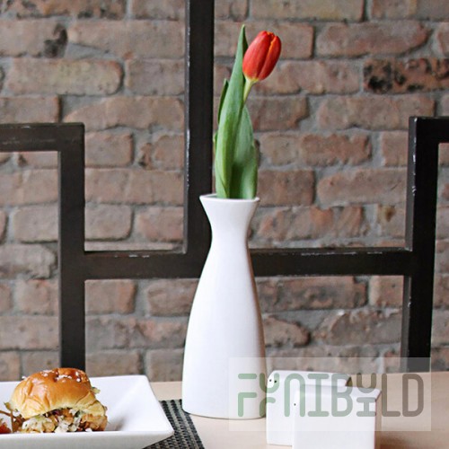 Front of the House Kyoto 12 oz. Bright White Porcelain Bud Vase - 6/Case