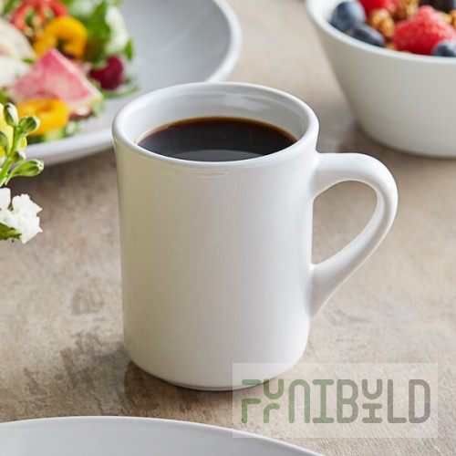 Acopa 8 oz. Customizable Bright White Rolled Edge Stoneware Mug - 36/Case