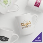 Acopa 8 oz. Customizable Bright White Rolled Edge Stoneware Mug - 36/Case Acopa 8 oz. Customizable Bright White Rolled Edge Stoneware Mug - 36/Case
