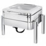 Eastern Tabletop 3977GS Jazz Swing 4 Qt. Stainless Steel Square Chafer with Pillar'd Stand and Hinged Glass Dome Cover Eastern Tabletop 3977GS Jazz Swing 4 Qt. Stainless Steel Square Chafer with Pillar'd Stand and Hinged Glass Dome Cover
