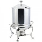 Bon Chef 19000CH-BIANCO Elite Round 8 Qt. Dripless Bianco Finish with Chrome Accents Roll Top Chafer with Roman Legs Bon Chef 19000CH-BIANCO Elite Round 8 Qt. Dripless Bianco Finish with Chrome Accents Roll Top Chafer with Roman Legs
